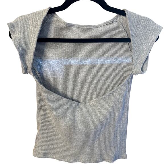 Aerie Open Back Crop Top Size M in Gray - Picture 2 of 5
